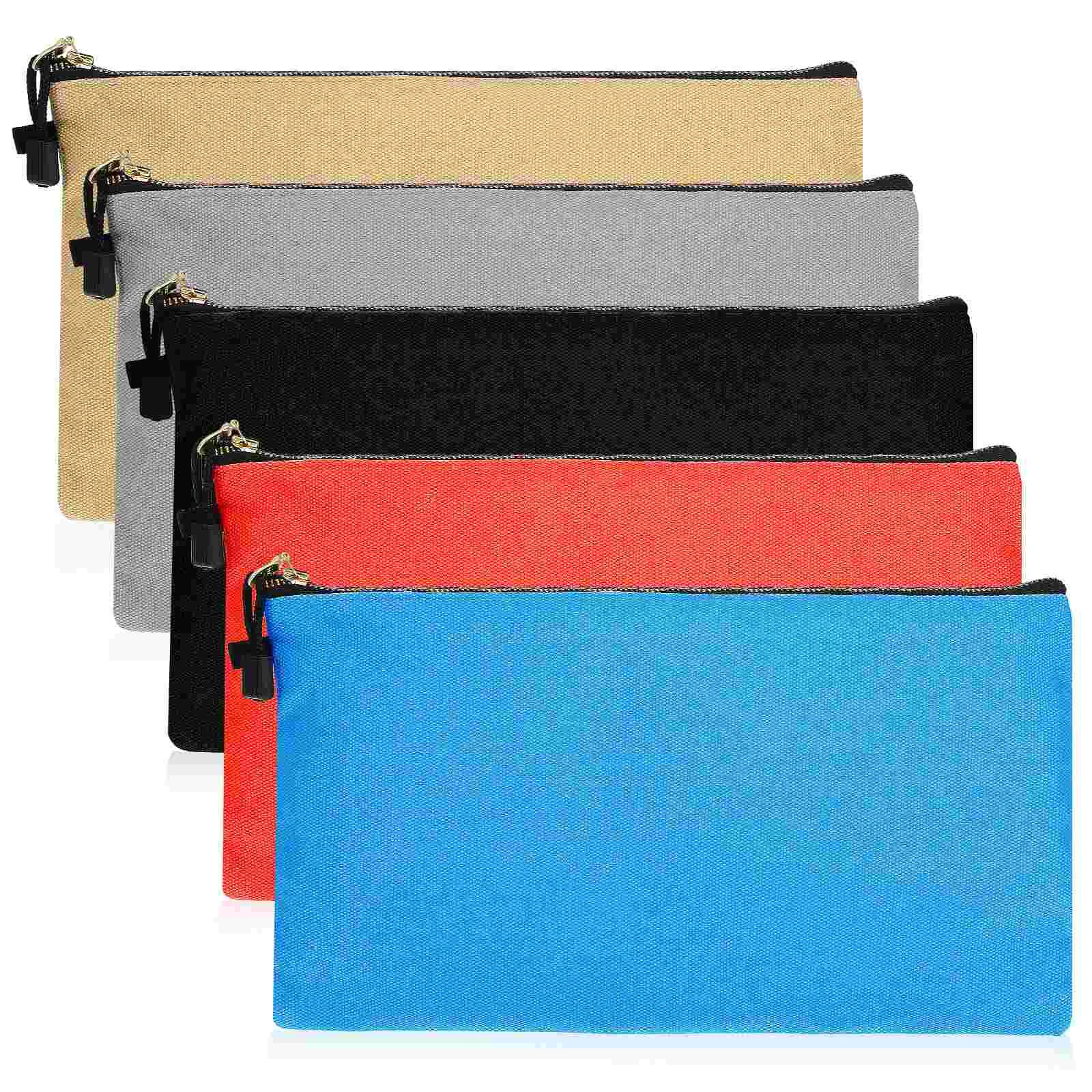 

5 Pcs Zipper Tool Bag Makeup Brush Organizer Zippered Canvas Pouch Travel Pencil Case Pad Holder Storage Bags Period