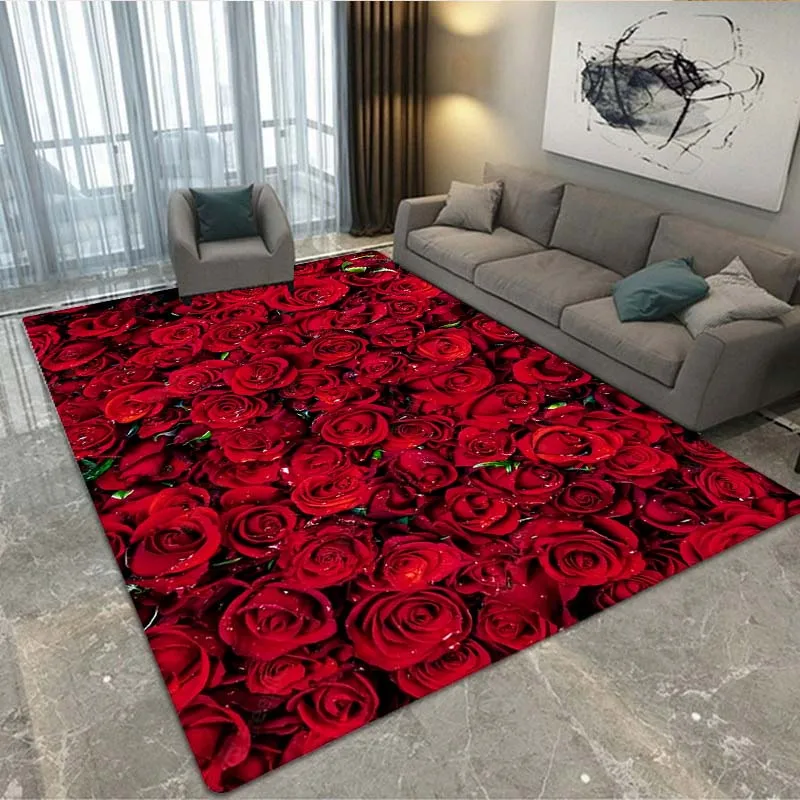 

Rose flower bedroom living room carpet floor mat home decoration non-slip floor mat carpet living room living room decoration