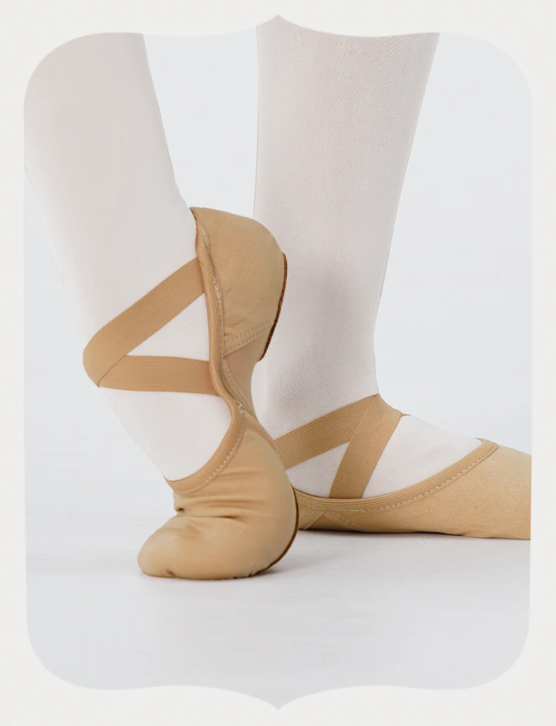 Hochelastische Canvas-Tanzschuhe für Kinder und Damen, leichte, atmungsaktive, mit Baumwoll getäfelte Übungsballerinas, professionelle Slipper – Detail 6