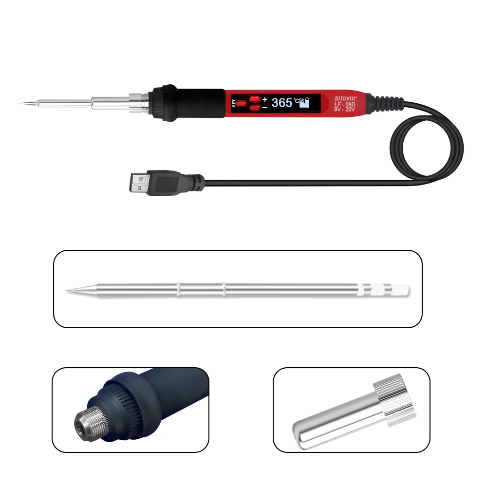 미니 전기 납땜 인두 스테이션, 온도 조절 가능, 야외 DIY 납땜 도구, 65W USB 디지털 납땜 인두