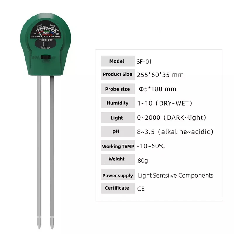 Reswat Analog 3-in-1 Professional Tools Soil Detector PH Moisture Sunlight Tester Sensor Kits Suitable For Gardens Farms 6