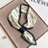 Luxury Spring Summer Ear Silk Scarf Women Striped Print Neckerchief Wrist Towel Korean Style Tie Bag Band Ladies Neck Scarf 2023 6