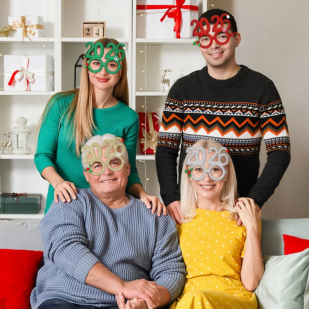 2026 Christmas Digital Funny Glasses Party Decoration New Year Photo Frame Creative Eye Wear for Xmas Holiday Celebrations