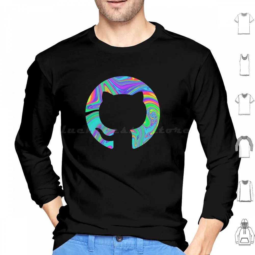 Psychedelic Github Hoodies Long Sleeve Programming Programmer Code ...