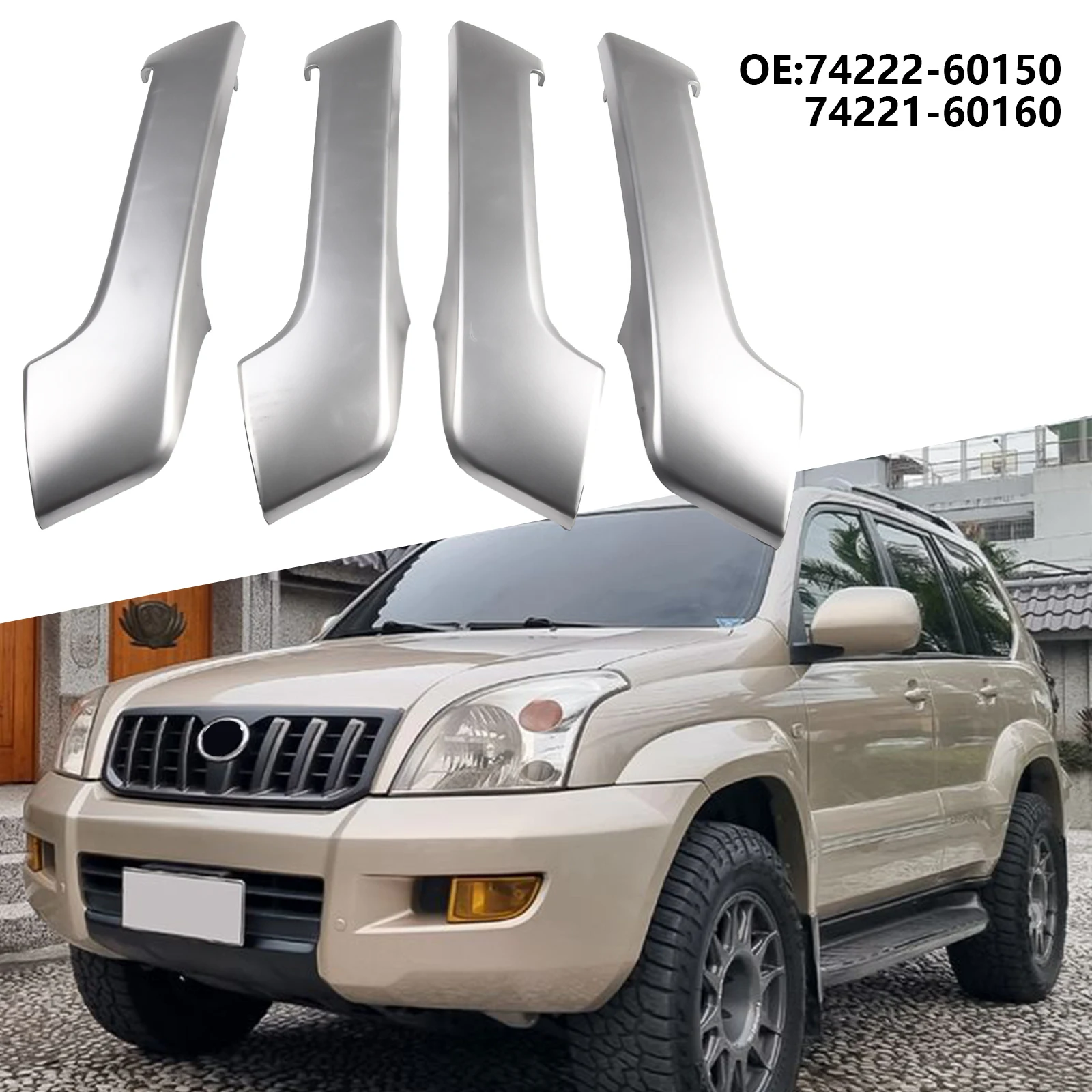 

2 Pairs Of Door Handle Covers For Toyota 150 2010-2017 For Land 150 2010-2017 OE 74222-60150 74221-60160 Direct Installation