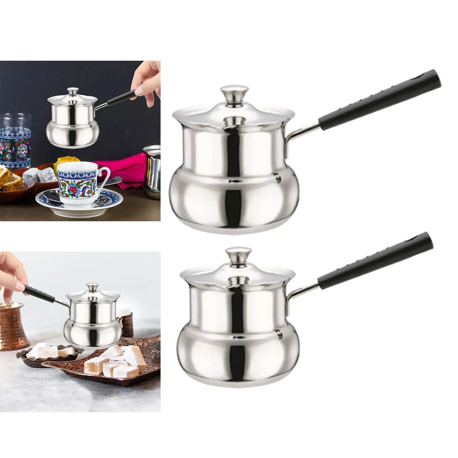 Turkish Coffee Pot for Induction Cookers Butter Melting Pan with Handle Milk Warmer for Camping Home Office Kitchen Restaurant