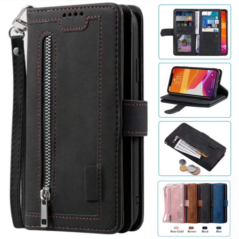 Per Umidigi One/One Pro/One Max/S2 Lite/X/A3/A3 Pro/A5 Pro/Power 3 Cover Card Slot Zipper Flip Folio 9 Card Custodia A Portafoglio