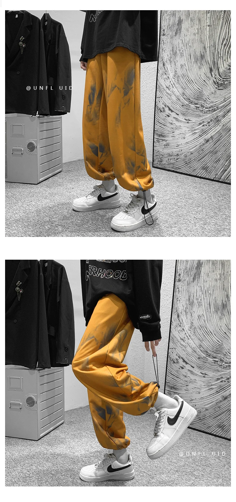 drop crotch harem pants Hybskr Tie Dyed Thicken Men Pants Drawstring Large Size Goth Straight Trousers Loose Fashion Hip Hop Male Casual  Streetwear plus size harem pants