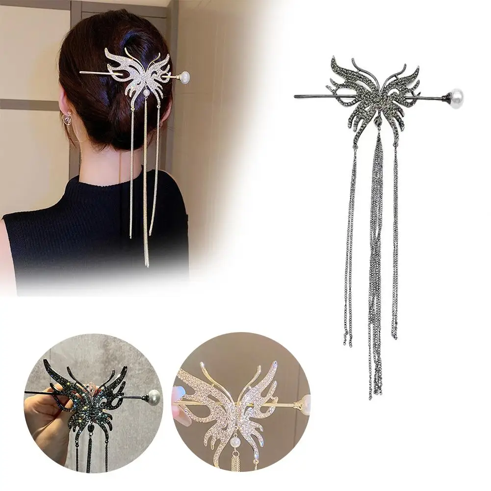 

New Female Butterfly Pearl Tassel Hair Claw Rhinestone Shark Korean Accessories Ponytail Hair Simple Clip Clip Crab Girls