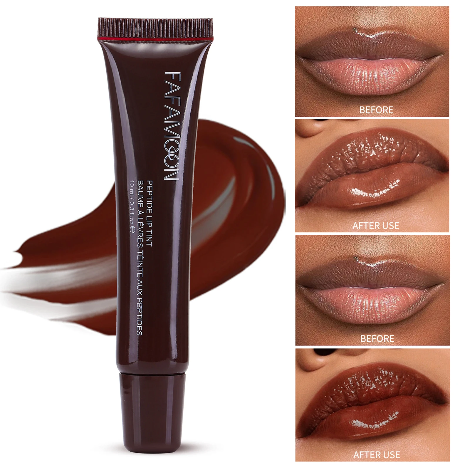 Lip Makeup Moisturizing Mirror Water Light Lip Gloss Nude Brown Lip Oil Plumping Liquid Lipstick Transparent Cosmetics