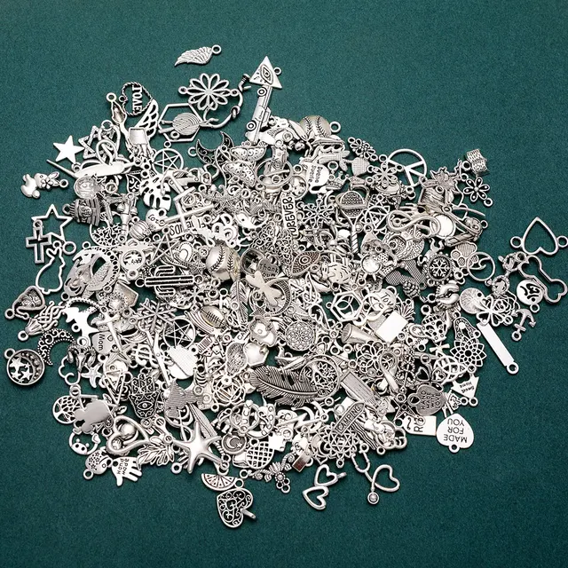300pcs/lots Random Mixed Bulk Silver Charms For Jewelry Making For Diy  Bracelet Keychain Pendants Wholesale Items Accessories - Charms - AliExpress