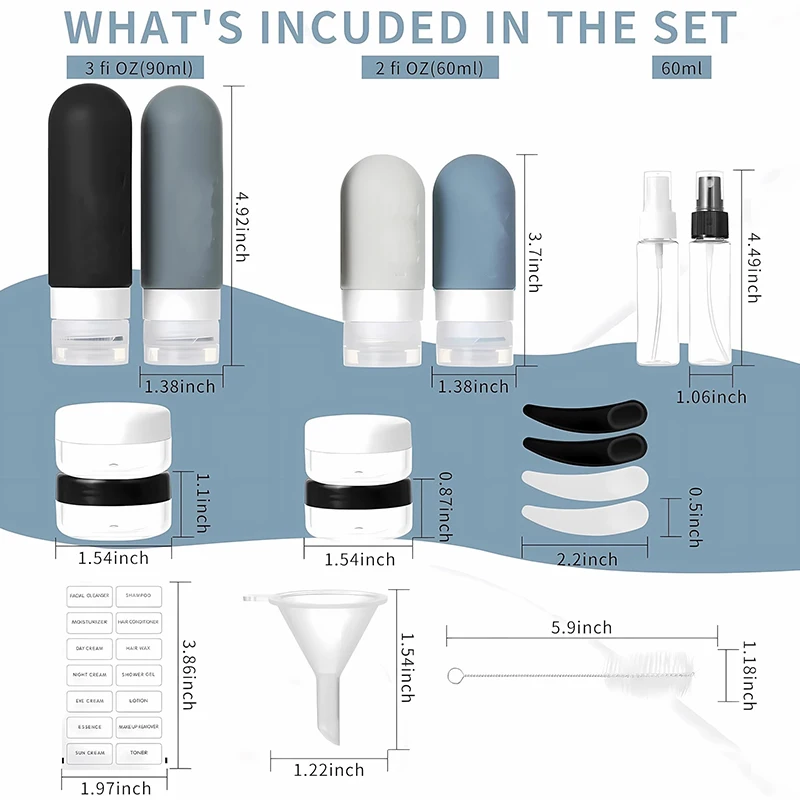 17 Pack Silicone Leak Proof Travel Bottle Set TSA-Approved Containers For Toiletries And Conditioner Sf34f95eb12ed4f0aa2eca3280ebaa7e02