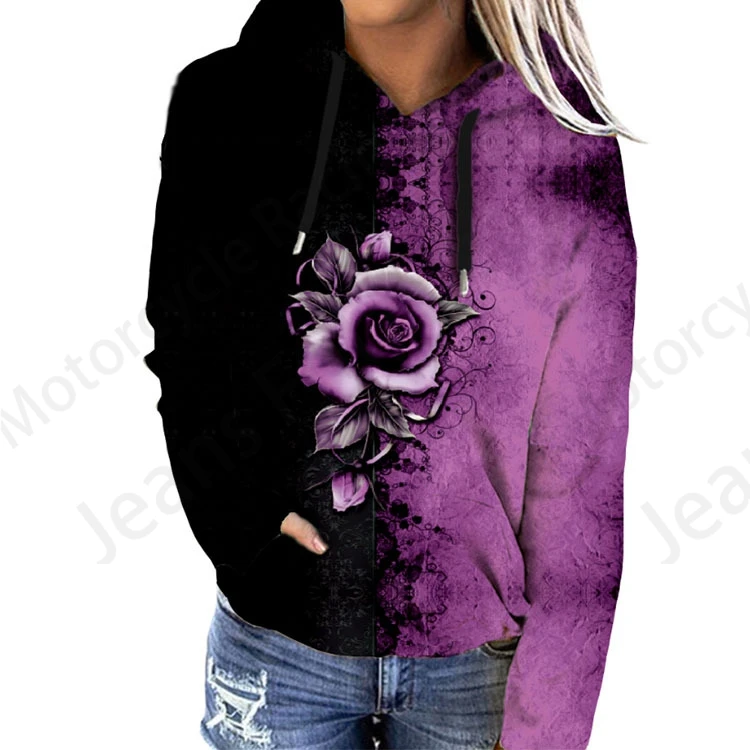Rose Floral 3d Print Hoodie Women Fashion Oversized Hoodies Women Sweats Flower Coat Sweatshirt With Pocket Pullovers Sudaderas 3