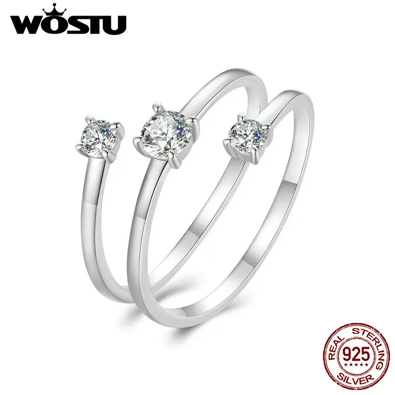 

WOSTU Three layer 0.5 CT Moissanite Coiled Ring 925 Sterlin Silver D Color Moissanite Stackable Promise Wedding Ring Party Gift