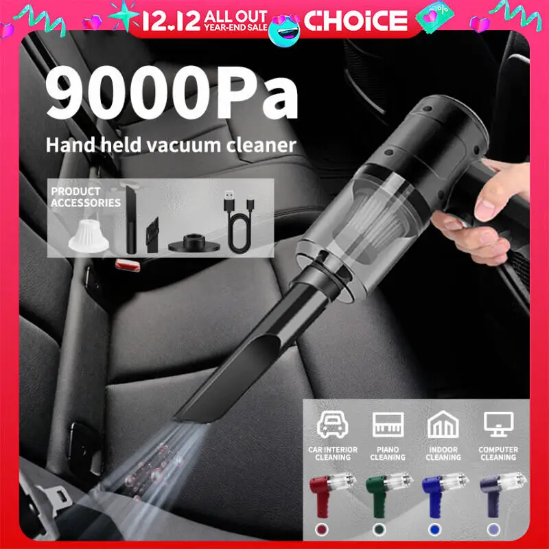 휴대용 차량용 진공청소기, 15000PA 휴대용 무선, 송풍 및 흡입 겸용, 다중 노즐, 자동차, 가정, 애완동물, 사무실용