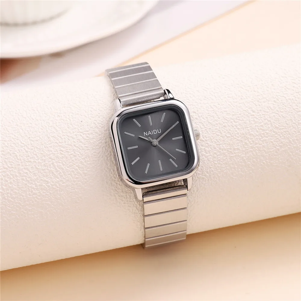 simple square dial women steel dress wrist watch 2