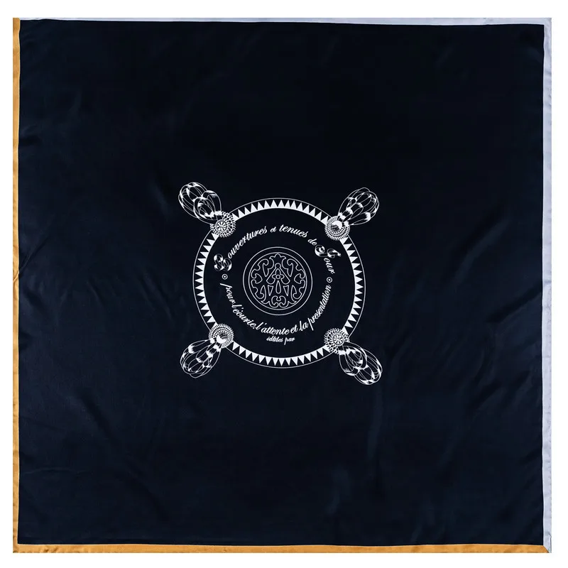 BlackSilkEdgesScarfwithPrintManualRolledSilkHairWrap90x90