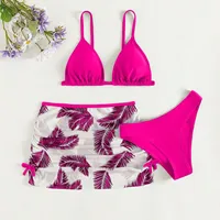 Bathing Suit Girls Kids Child Girls 3 Piece Swimsuits Bathing Suit Bikini Tops Underpants Print Skirt Toddler Girl Swim Suit 5t 1