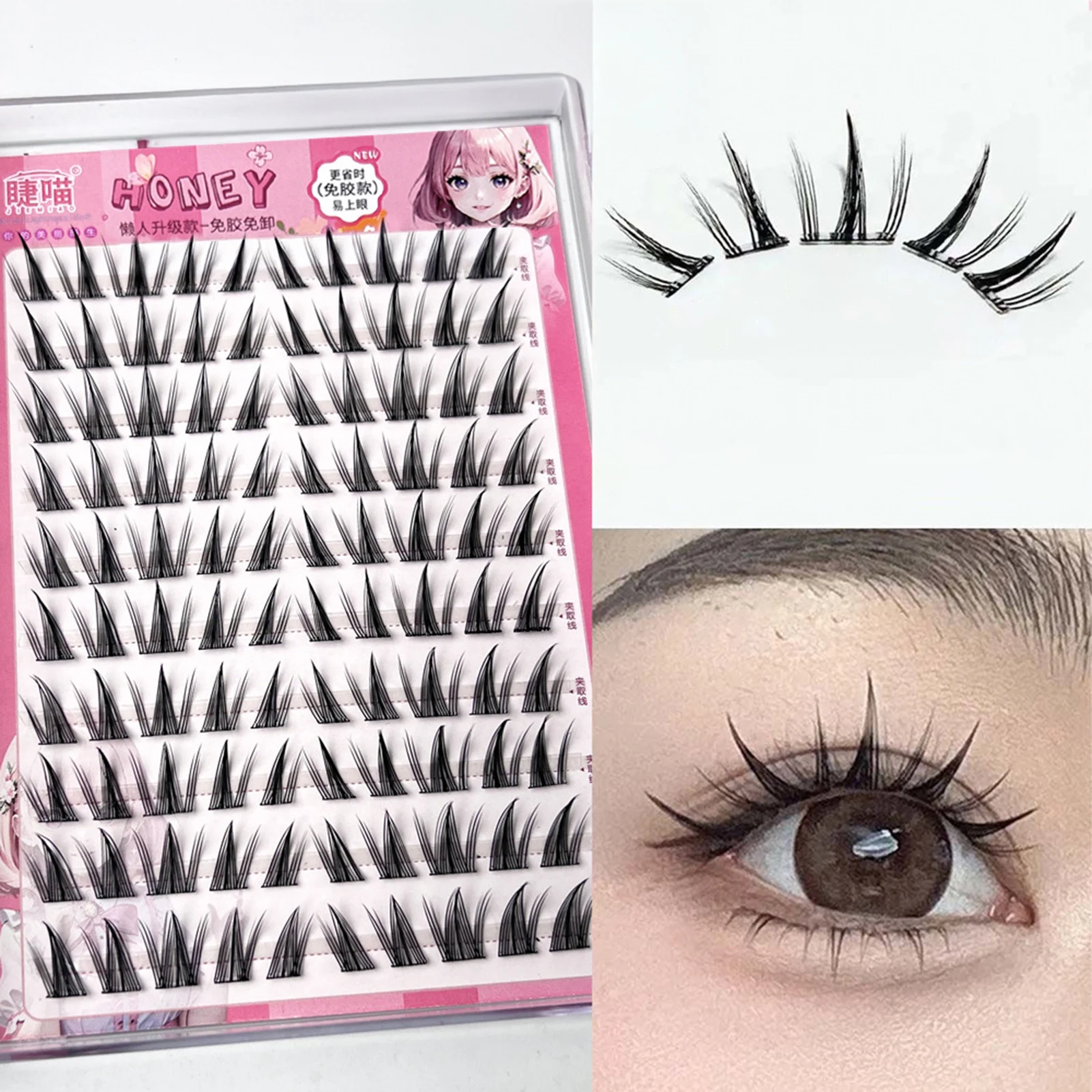 False Eyelashes Mix Length Self Adhesive Lash Clusters Comic Long-Lasting Fake Lashes Perfect for Girls Night Out Eye Makeup