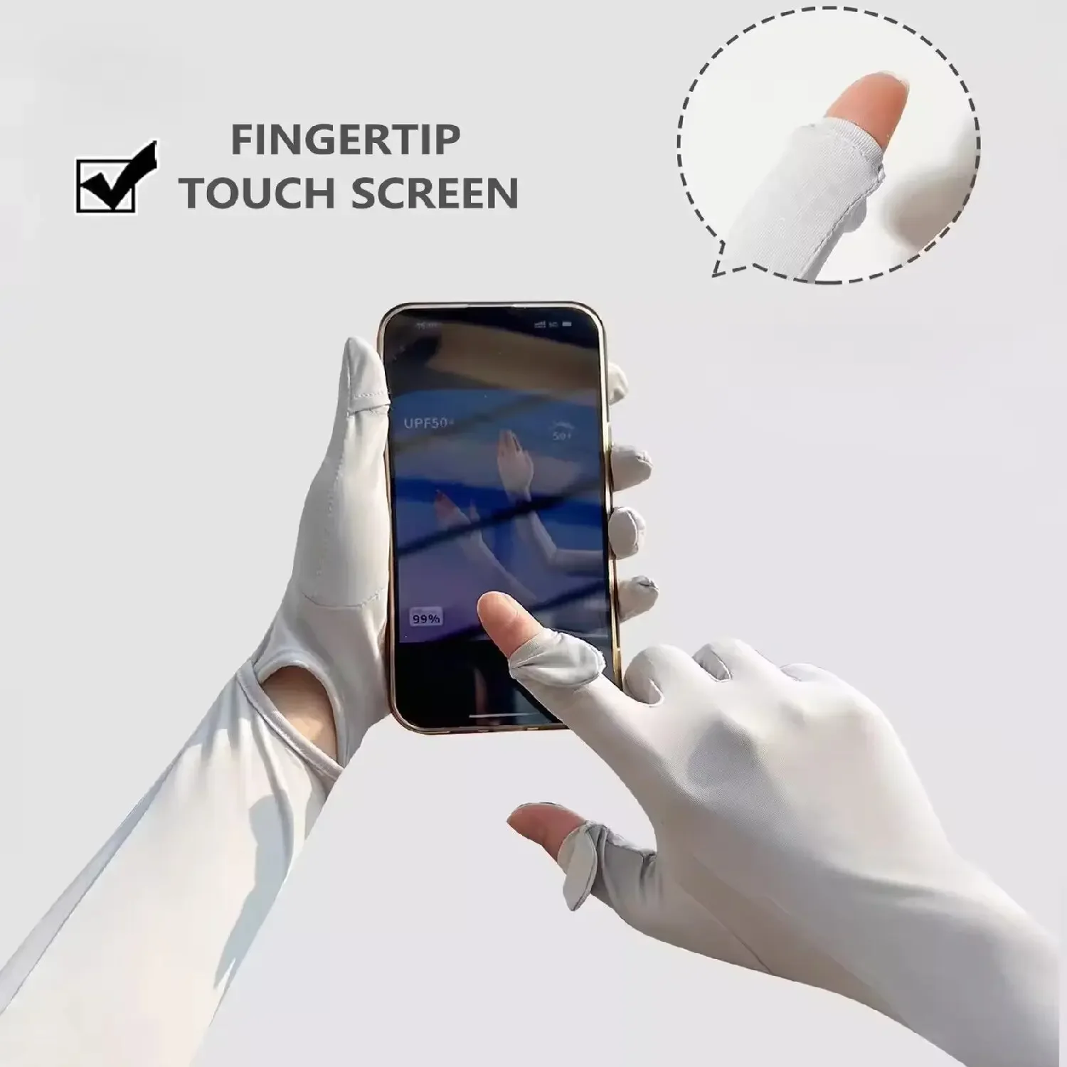 قفازات صيفية للرجال والنساء مقاومة للأشعة فوق البنفسجية وأكمام طويلة مرنة للحماية من الشمس مثالية لركوب الدراجات بإغلاق السحب