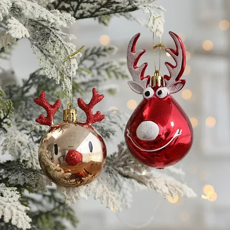 Creative Design Christmas Antlers Deer Tree Pendants Hanging Ball Ornament Xmas Decor Ceiling Cute Deer Head Party Supplies Gift