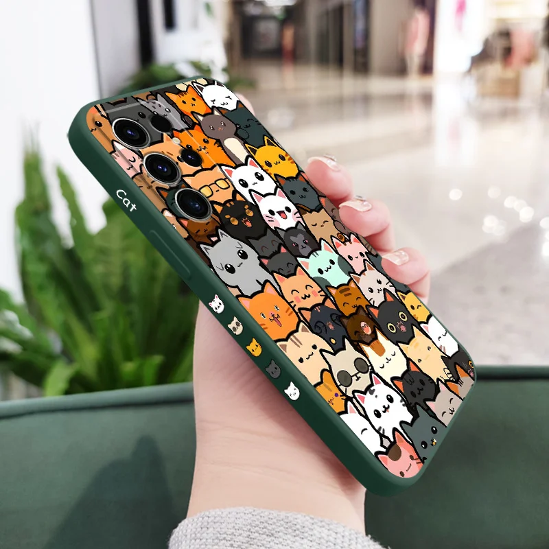 Charming Cat Illustration Silicone Phone Case Cover