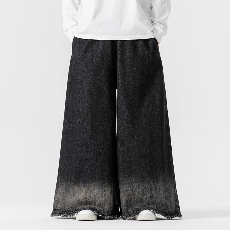Autumn Winter Men's Denim Wide Leg Pants Hip Hop Loose Straight Jeans Casual Trouser Streetwear Plus Size denim pants denim trousers