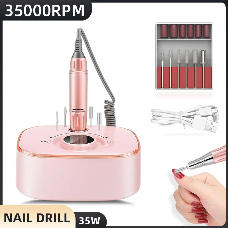 35000RPM Nail Sander Set Mill For Manicure With LED Display Low Noise