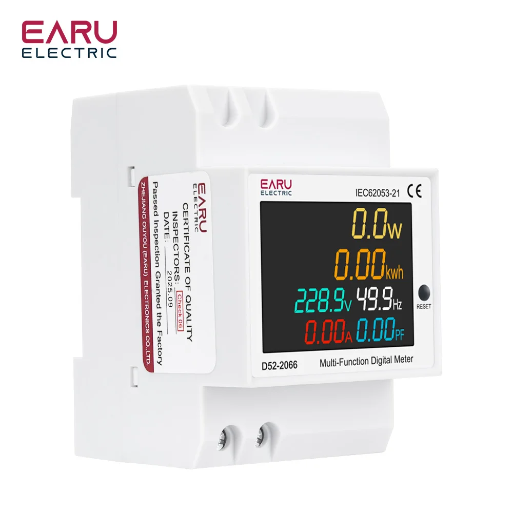 D52-2066 Energiezähler, DIN-Schiene, Stromverbrauch, Monitor, AC 40–300 V, 100 A, Voltmeter, Amperemeter, Watt, KWH, Frequenzleistungsmesser – Detail 12