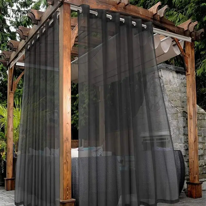 1pc Outdoor Detachable Curtain Waterproof Sheer Curtain For Patio Porch Garden Decor Outdoors Waterproof Sheer Curtain 2