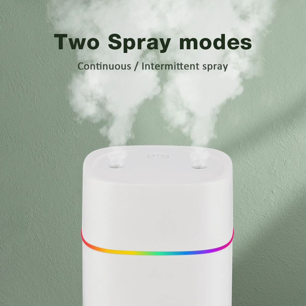 다채로운 야간 조명이 있는 가정용 자동차용 600ML USB 가습기 대용량 에센셜 오일 아로마 디퓨저 미스트 스프레이어