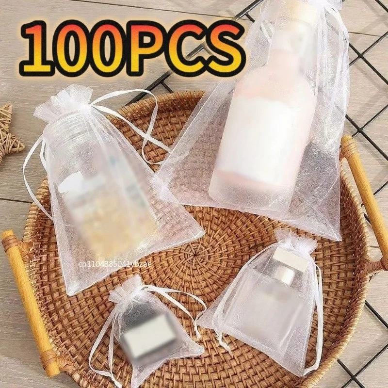 1–200 Stück Organza-Beutel mit Kordelzug, Geschenktüten, Süßigkeiten, Schmuck, Party, Hochzeit, Geschenktüten, Geschenk für Weihnachten, Süßigkeiten, Hochzeit, Geburtstag