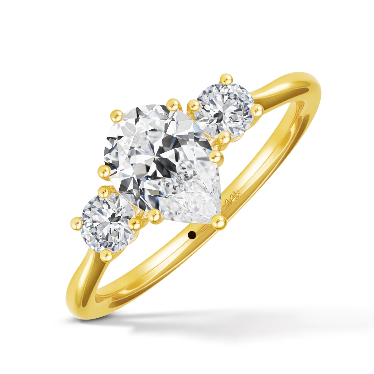 3CT Pear Cut Moissanite Rings for Women 14K Yellow Gold Wedding Band 3pcs D/VVS Stones Luxury Anniversary Custom Gift 2