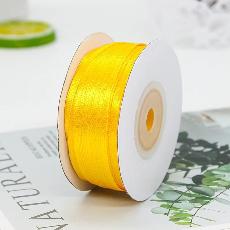 50 Yard Wide 0.3cm 3MM Thin Fine Ribbon Satin for Gift Packing Wraping DIY Handmade Bow Rope Material Jewelry Making Findings
