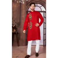 2026 Stand Collar Muslim Shirt Men Clothes Folk Kaftan Musulman Kurta Indian Islamic Clothing National Printed National style