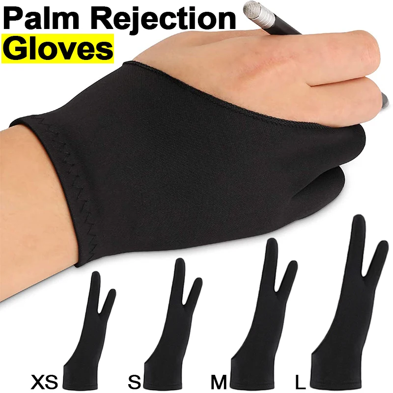 Anti fouling drawing gloves Anti-fouling Two-Fingers Anti-touch Painting Glove for Drawing Tablet Right and Left Glove Anti-Fouling for IPad Screen Board