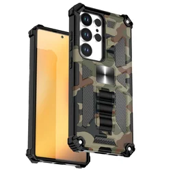 Hybrid Defender Camouflage Case with Airbag Shockproof Stand Cover - SM Note20 (Brown)