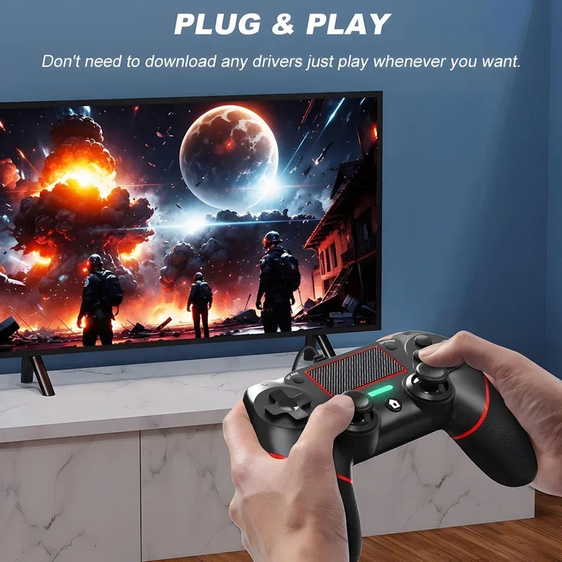 DIANVEN Wired Controller For PS4 Controller Wired For Sony Playstation  4/Pro /Slim And PC Windows 11/10/8/7 With Double Vibration And Motion  Motors, - Main Image