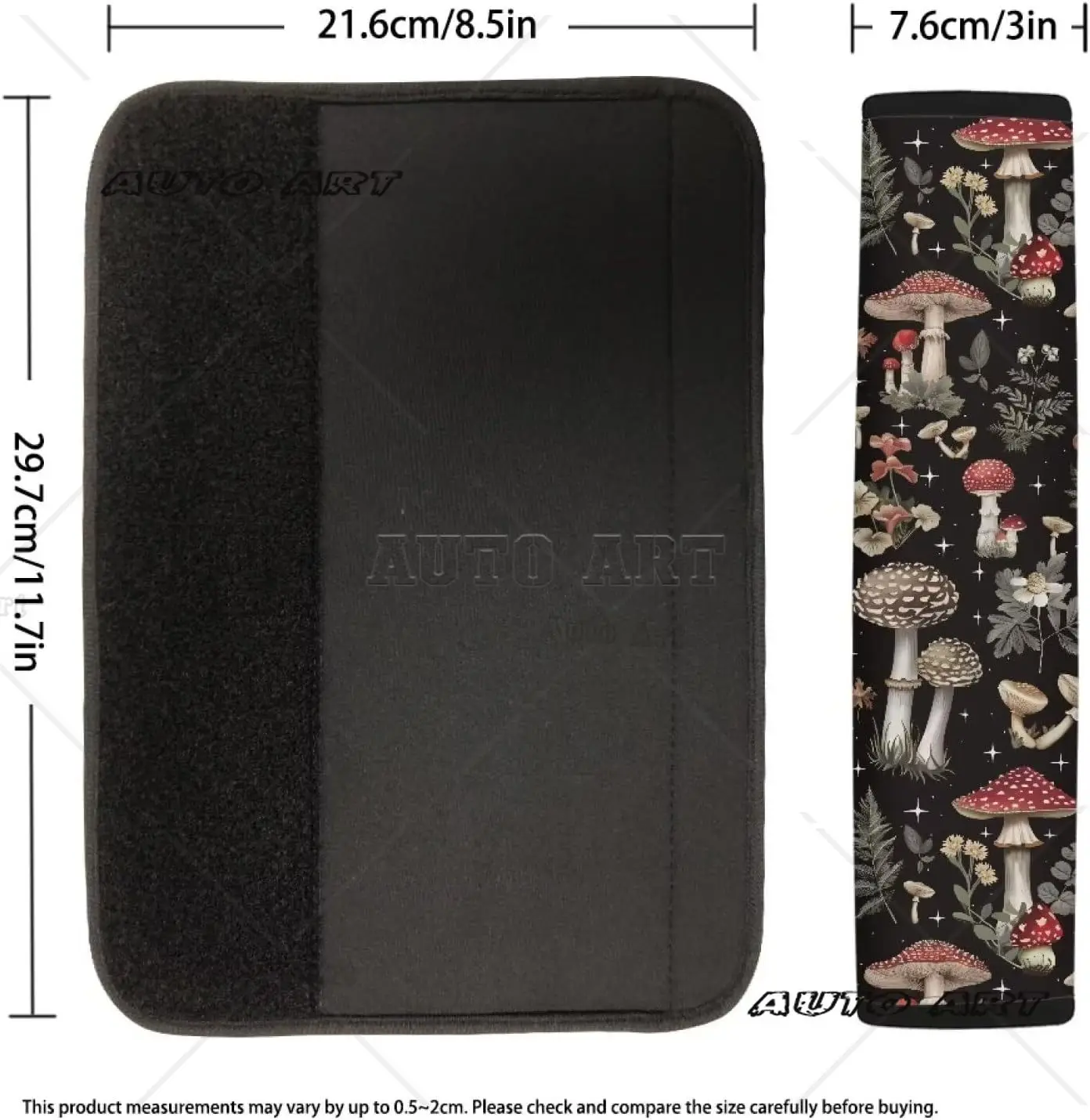 Aesthetic Mushroom Car Seat Belt Pads Cover 2 Pack Seat Belt Shoulder Release Stress to Shoulder for a Safety Driving