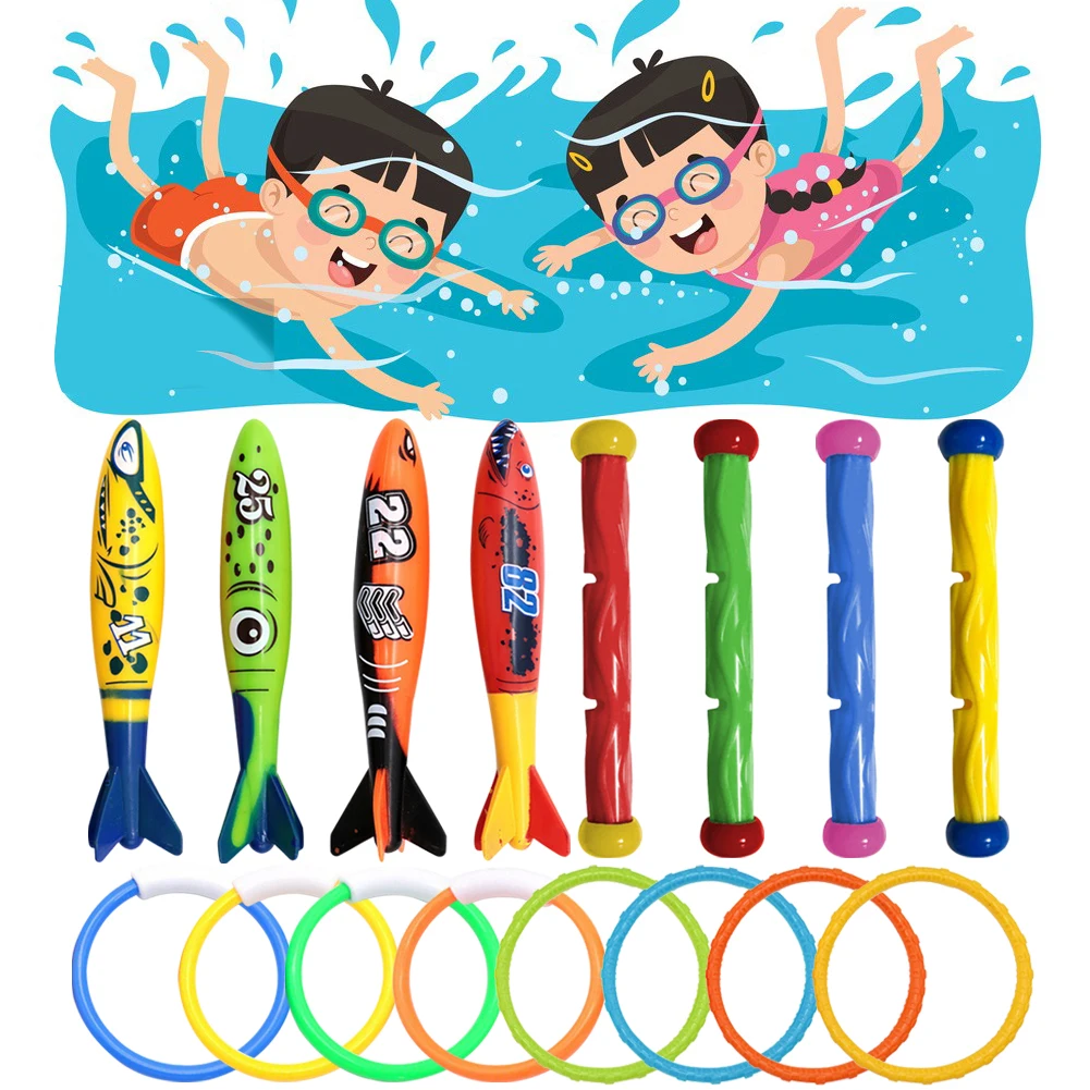4Pcs Summer Pool Diving Toys Multicolor Underwater Diving Toys Creative Throwing Dive Water Toy Swimming Pool Accessories 4