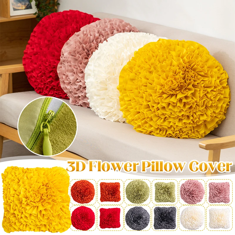 

Luxury 3D Flower Pillowcase Handmade Pleated Flower Pillow Case Ins Sofa Cushion Cover Living Room Sofa Decor Throw Pillow Cover