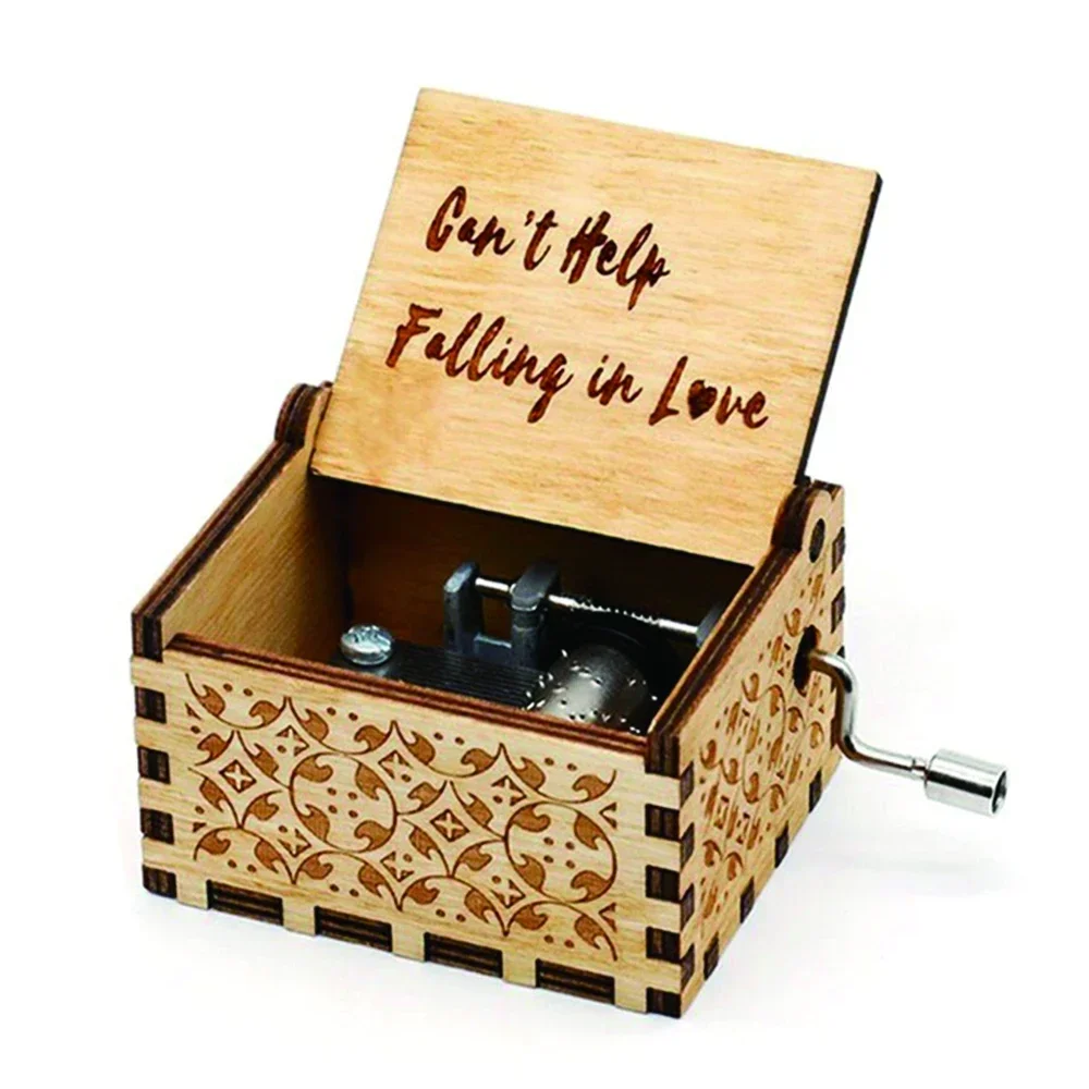 Halloween Eve Wooden Music Box Hand Crank Nightmare Before Christmas Antique Engraved Musical Box Case 6