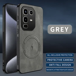 Elegant Magnetic Suction Luxury PU Leather Anti - Drop Phone Case for Note 50 Pro Plus (Grey)