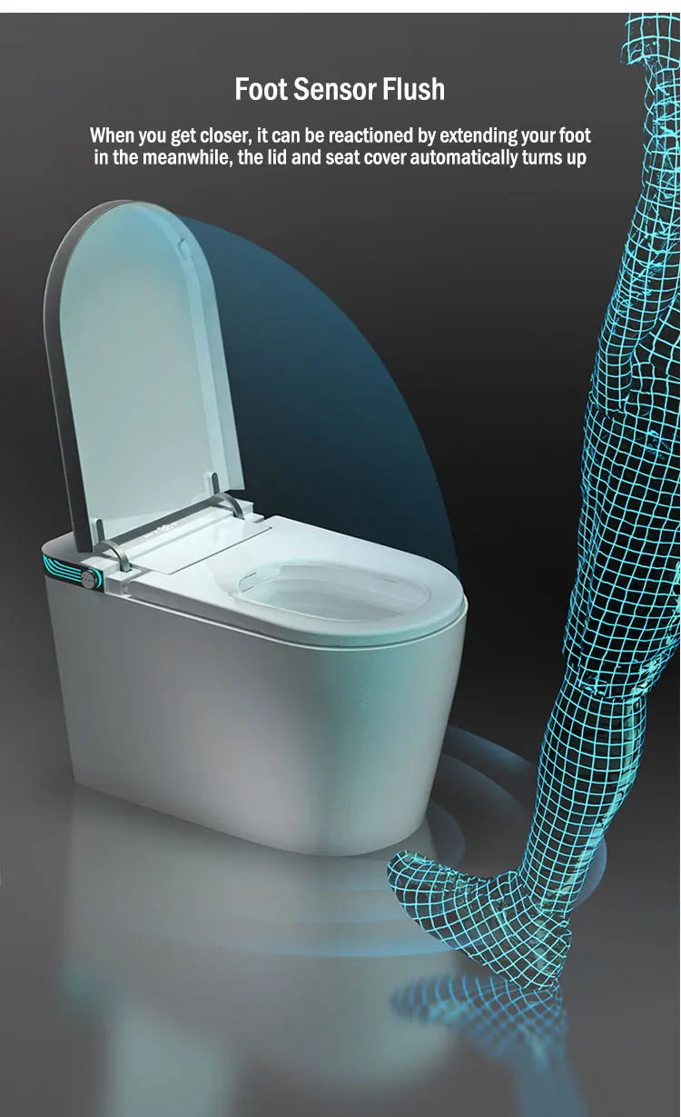 Description Picture 6 of itemYYHC Automatic Sanitary Ware Items Ceramic Toilet Bowl Black Bathroom Wc Intelligent Smart Bidet Toilet