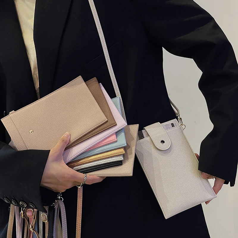 

Mobile Phone Bag Can Carry Coin Card Bag Lychee Leather Pattern Suitable for Iphone Samsung Huawei Messenger Phone Universal Bag