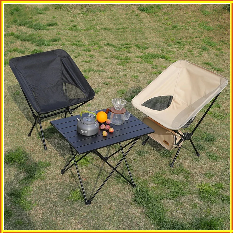 TARKA Foldable Camping Chairs Set Lightweight folding Chair Ultralight Backpacking Moon Chairs for Garden Picnic Beach Fishing