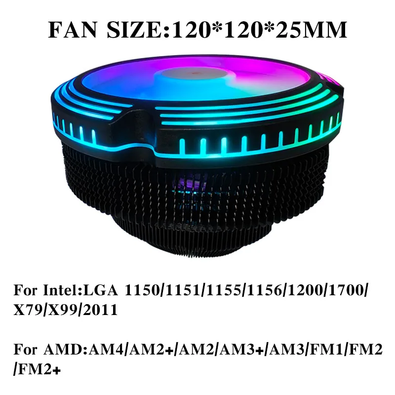 120MM CPU Air Cooler 4PIN PWM ARGB Cooling PC Radiator Fan for Intel 2011 1700 1200 1150 1155 1156 X79 X99 AM3 AM4 Ventilador