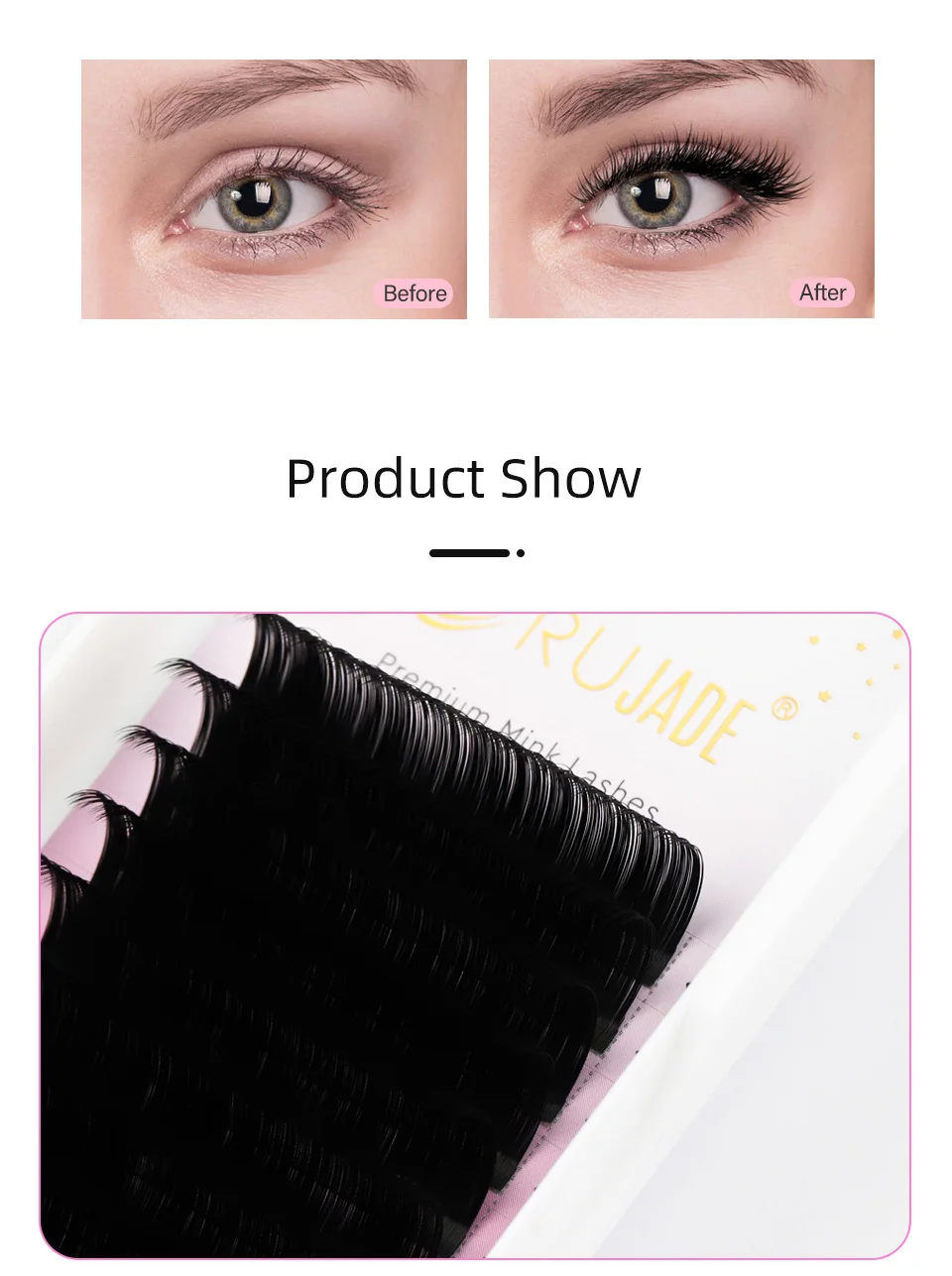 6 Fälle/Lot Lashrujade Alle Größen Einzelne Wimpernverlängerungen Gefälschte Nerz Weiche Natürliche Professionelle Premium Klassische Falsche Wimpern – Detail 14