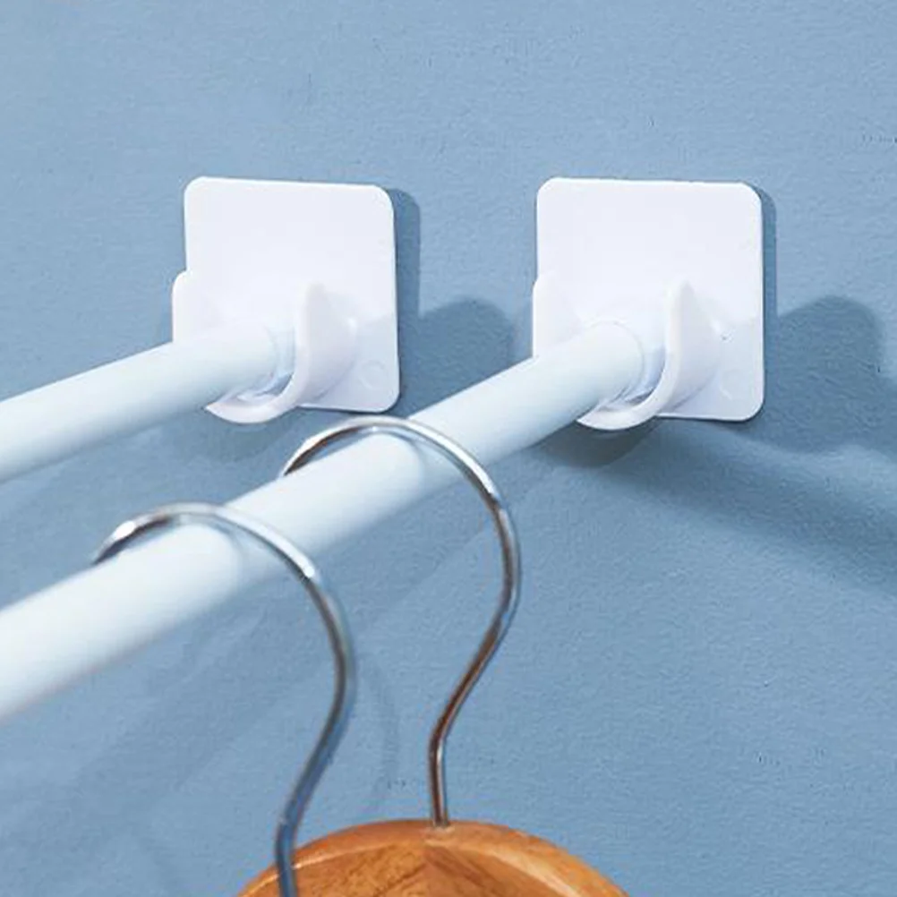 Shower Curtain Rod Holders 2 Pcs Without Drilling Heavy Duty Wall Mount Curtain Rod Stands Bathroom Hardware Home Improvement