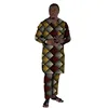 V-Neck Shirts With Bottoms Men's Groom Suit Original Design Nigerian Fashion Pant Sets African Wedding Party Outfits 4
